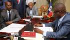 Prime Minister Jean Michel Lapin submits his documents to Senate president Carl Murat Cantave