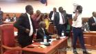 Haiti opposition Senator Don Kato walks around with megaphone in Senate to disturb the ongoing session
