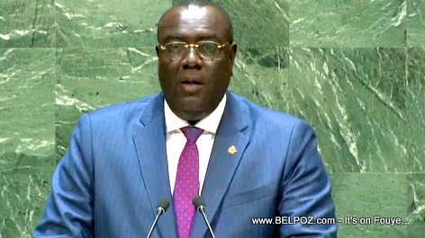 Haitian foreign Minister Bocchit Edmond sleaking at The 74th session of the UN General Assembly