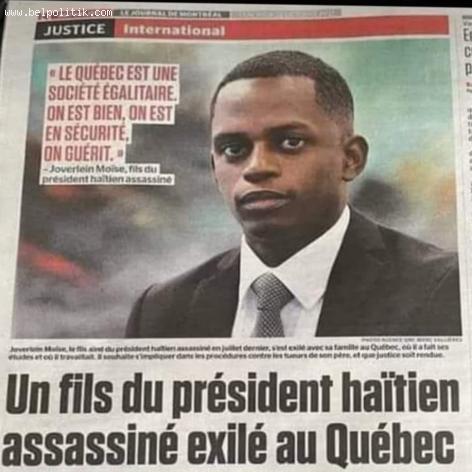 Joverlein Moise, son of assassinated Haitian president Jovenel Moise, Exiled in Canada