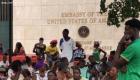 Haitians seek Refuge outside US Embassy walls in Port-au-Prince running away from gang violence