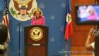 Ambasadè Pamela White ap bay Dènye Conference de Presse li avan li Kite Peyi a...