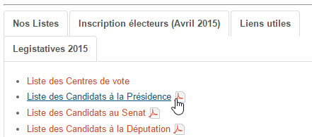 Haiti Electoral Council Web Site Snapshot - Election List