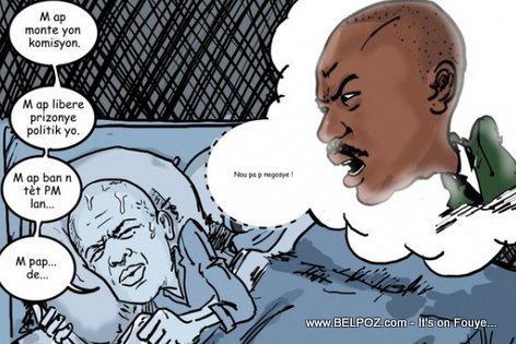Haiti Caricature - President Martelly ap dòmi, Senatè Moise Jean Charles paret nan rev li
