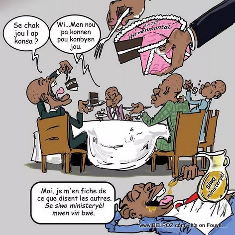 Haiti Caricature - Gato Gouvèmantal la ap Separe, Sa ki jwen yo ap manje vant deboutonnen